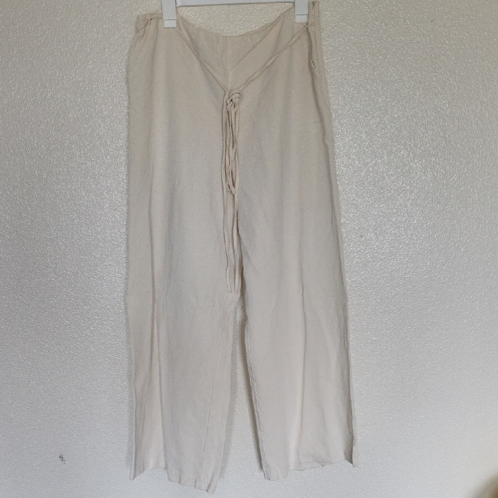 Cream Wide-Leg Pants